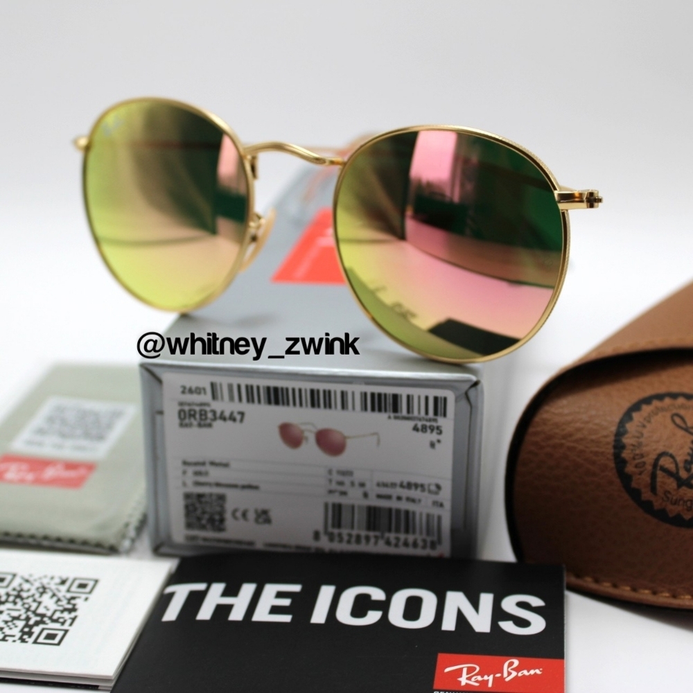 Model Display Ray-Ban Round Metal Pink Mirror RB3447 50 - Picture 4 of 17